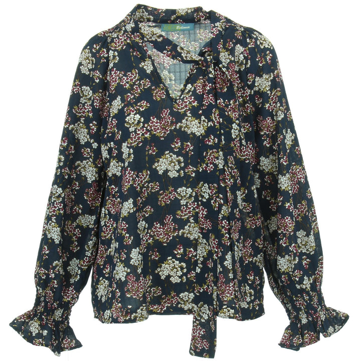 Floral Print Woven Blouse - Blue