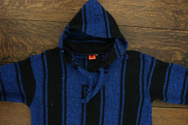 Recycled Mexican Baja Jerga Hoody - Blue Black