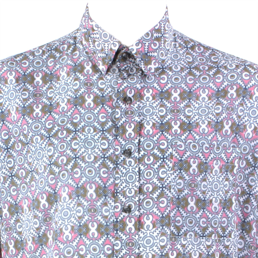 Regular Fit Short Sleeve Shirt - Pink Abstract
