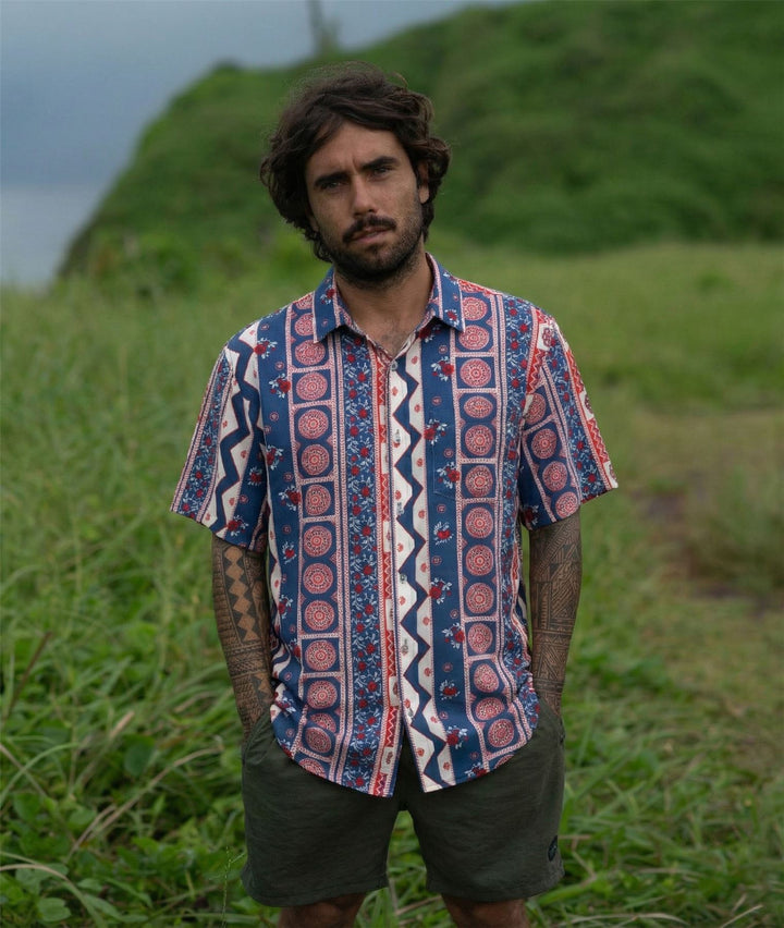 Regular Fit Short Sleeve Shirt - Americana Stripe