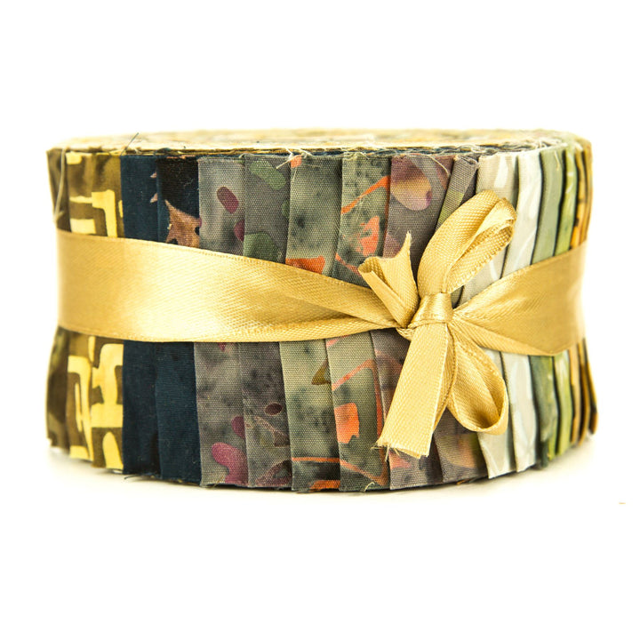 Cotton Batik Pre Cut Fabric Bundles - Jelly Roll - Gold