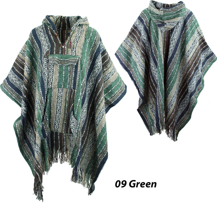 Brushed Gheri Cotton Poncho - 09 Green