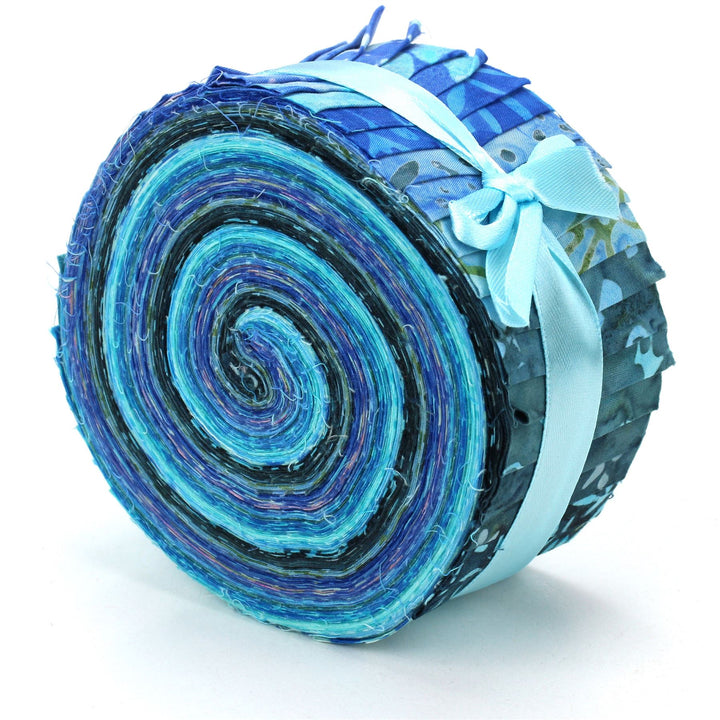 Cotton Batik Pre Cut Fabric Bundles - Jelly Roll  - Blue Slate