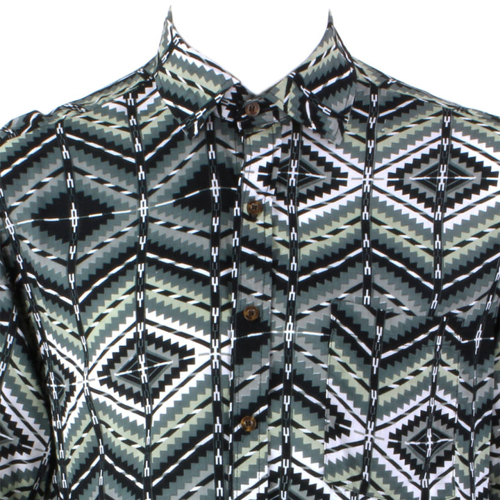 Regular Fit Short Sleeve Shirt - Grey Aztec