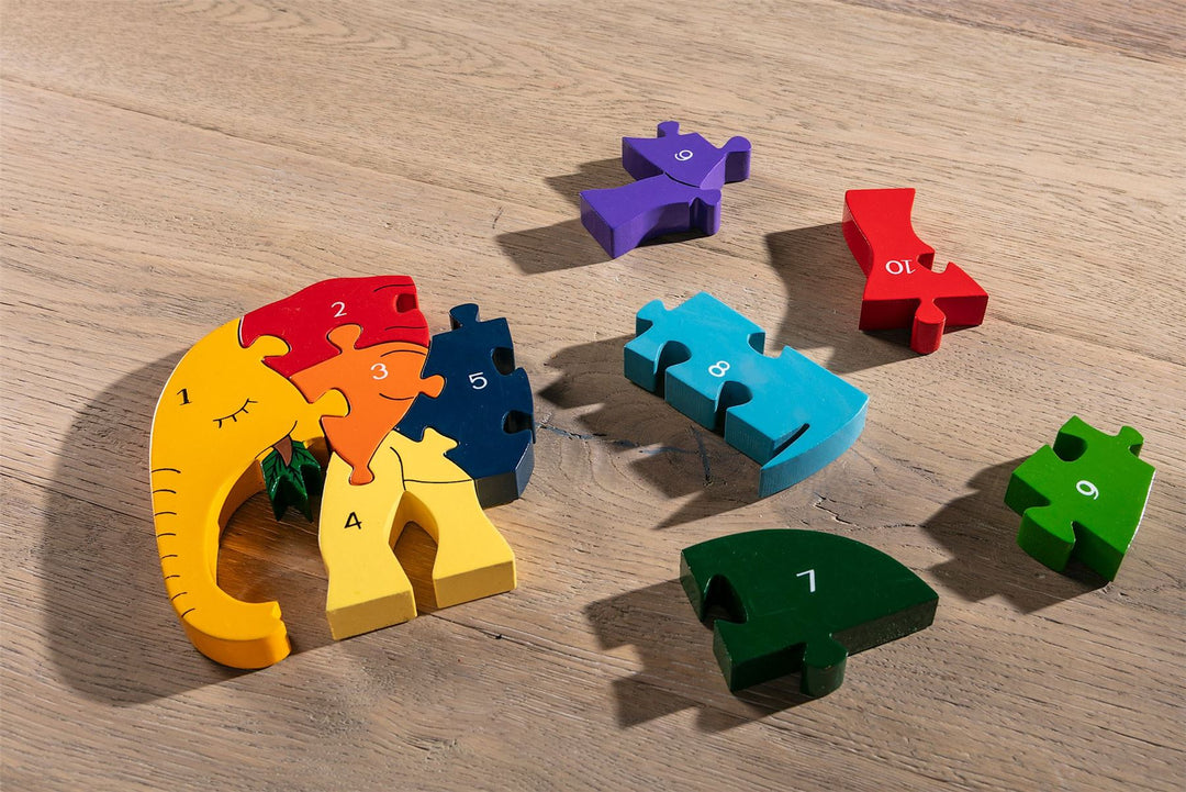 Handmade Wooden Jigsaw Puzzle - Number Elephant