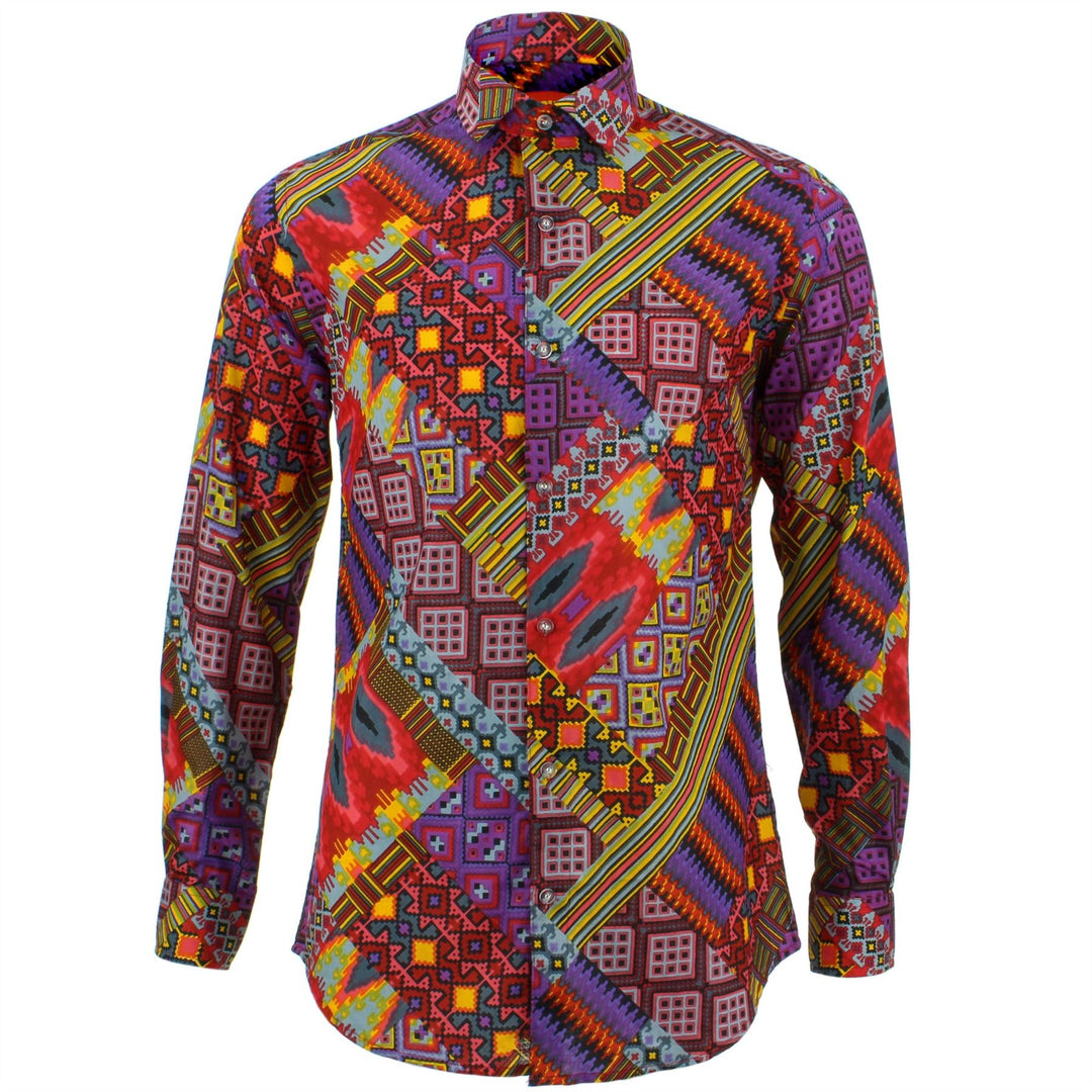Tailored Fit Long Sleeve Shirt - Digital Diagonals
