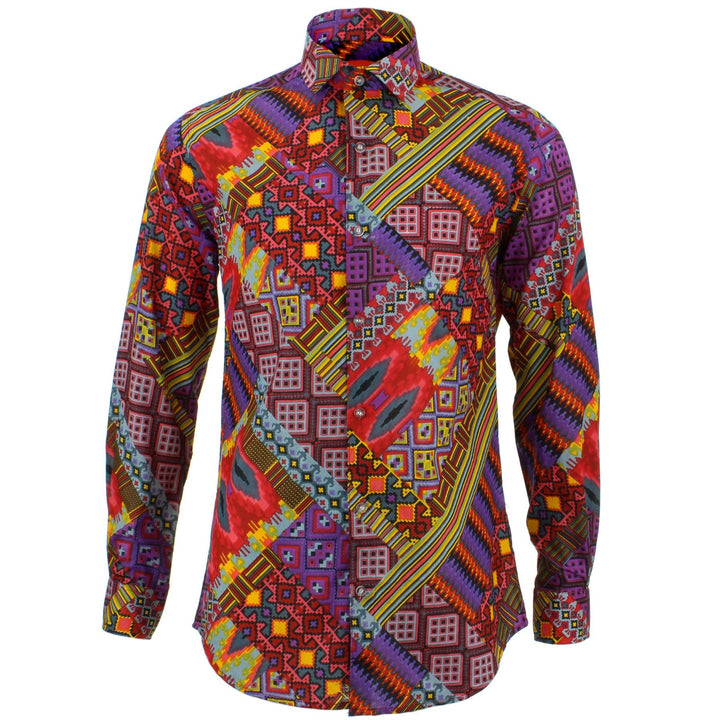 Tailored Fit Long Sleeve Shirt - Digital Diagonals
