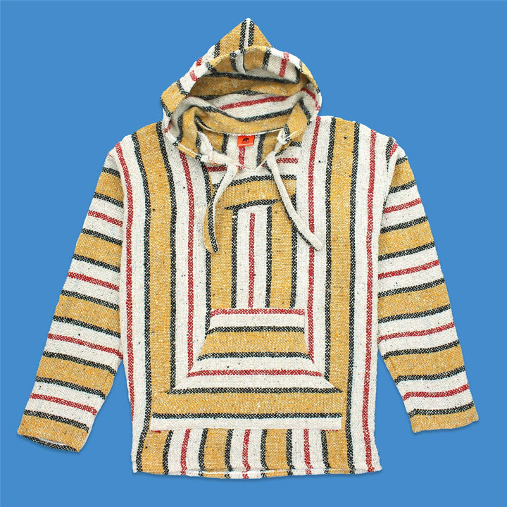 Recycled Mexican Baja Jerga Hoody - Gold Stripe