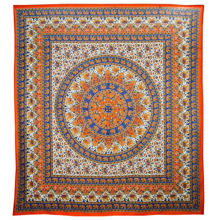 Block Printed Mandala Wall Hanging - Tiger Orange