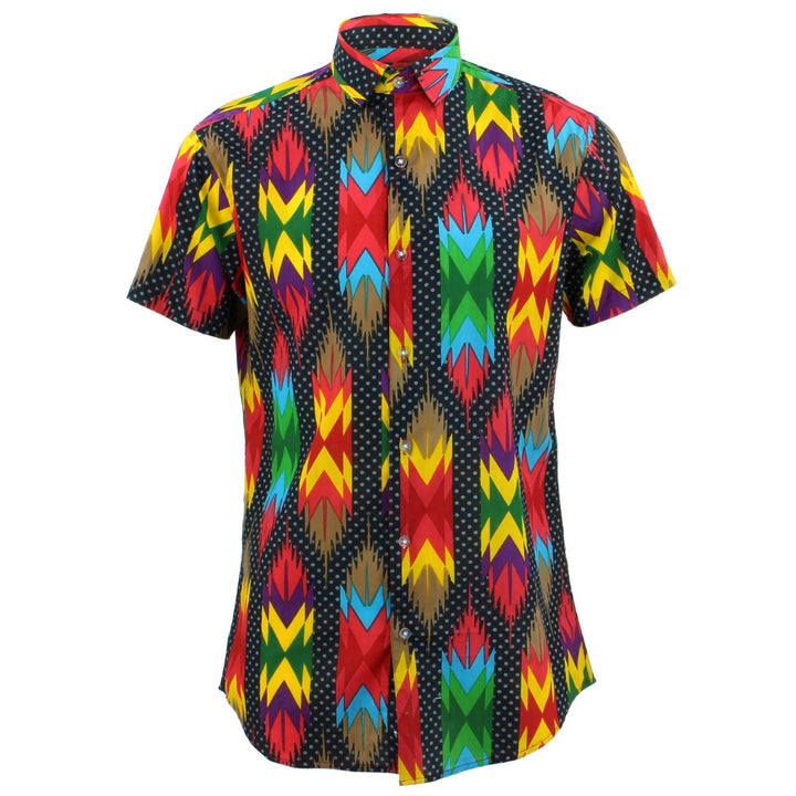 Tailored Fit Short Sleeve Shirt - Aztec Polka Dots