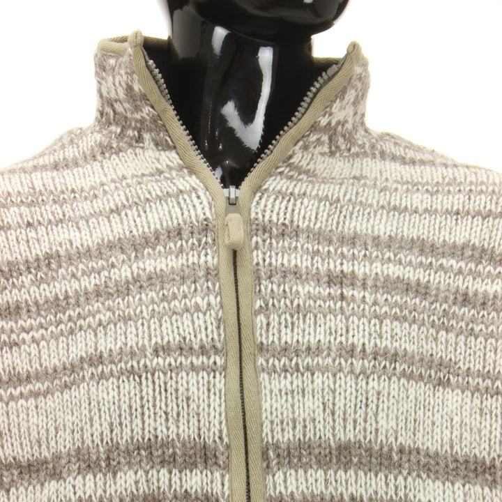 Wool knit Space Dye Fleece Lined Zip Jacket - Beige