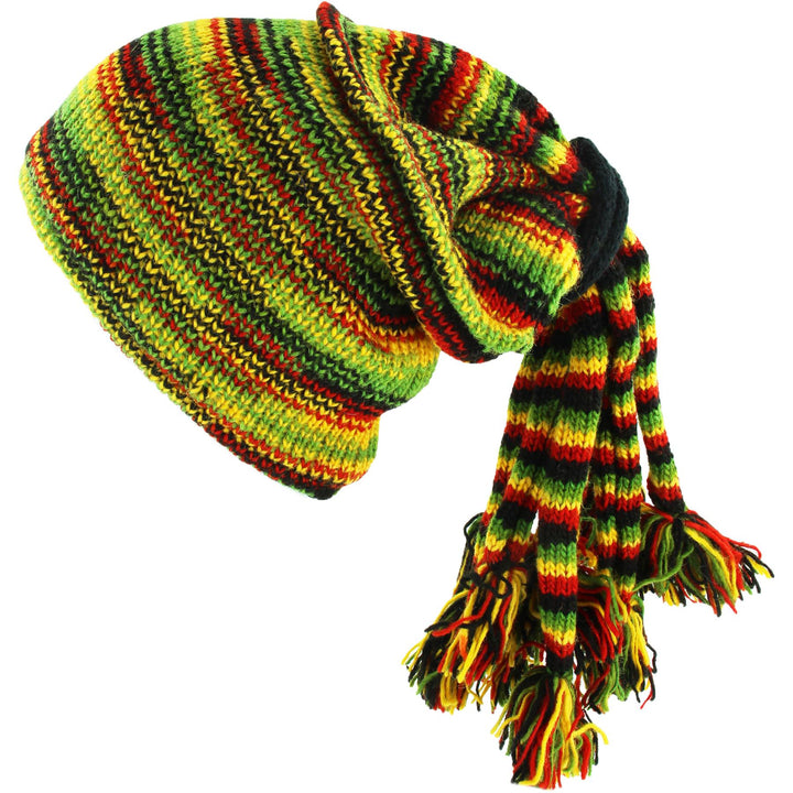 Wool Knit Fountain Tassels Hat - Rasta SD