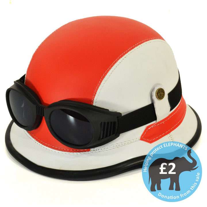 Combat Novelty Festival Helmet with Goggles - Red & White