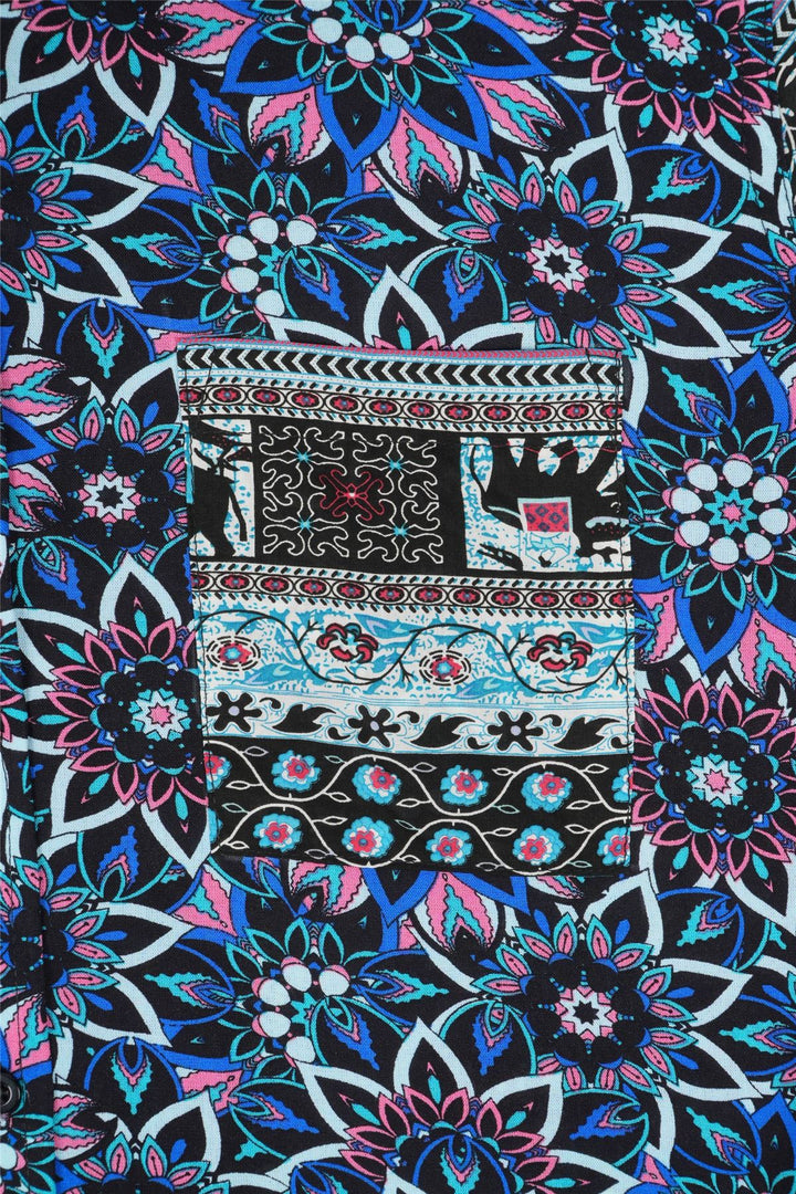 Regular Fit Long Sleeve Shirt - Random Mixed Panel Paisley Floral