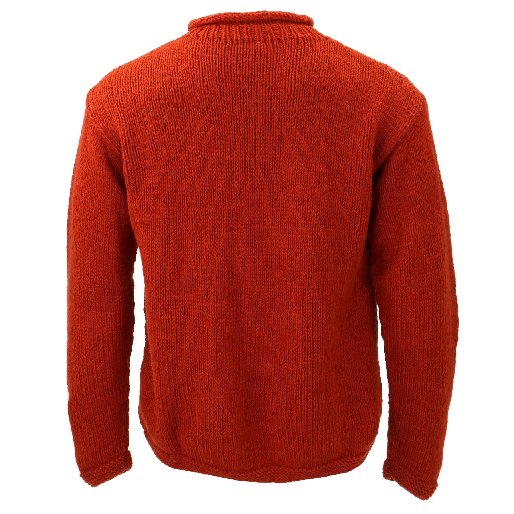 Hand Knitted Wool Jumper - Plain Burnt Orange – LoudElephant