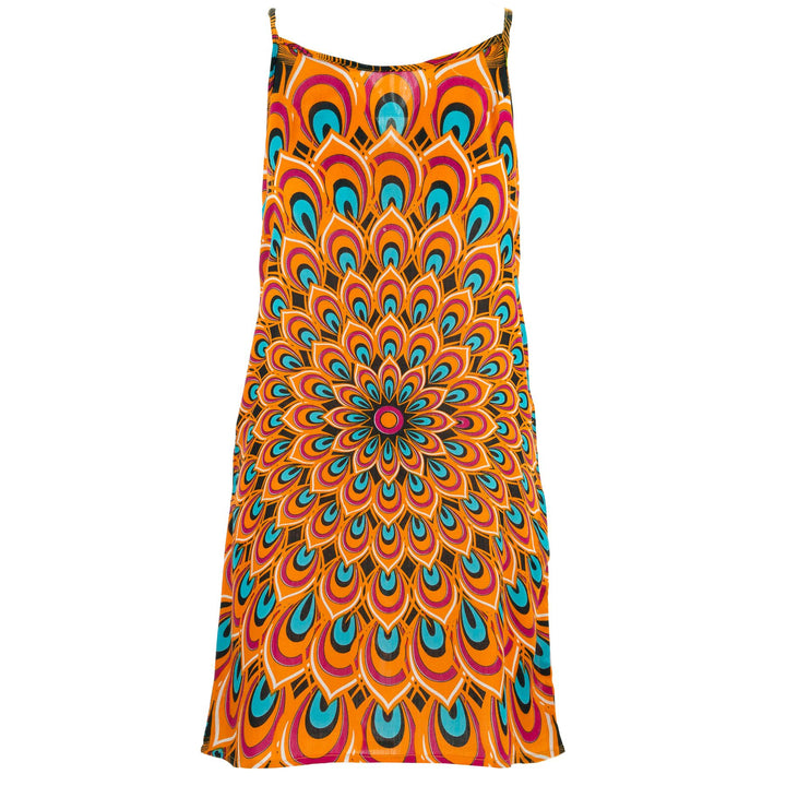 Strappy Dress - Peacock Mandala Orange Blue