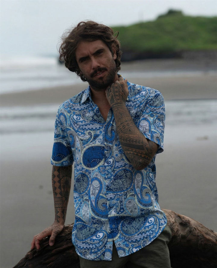 Regular Fit Short Sleeve Shirt - Porcelain Paisley