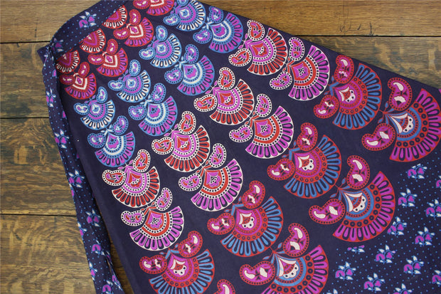 Block Print Mandala Maxi Wrap Skirt - Purple