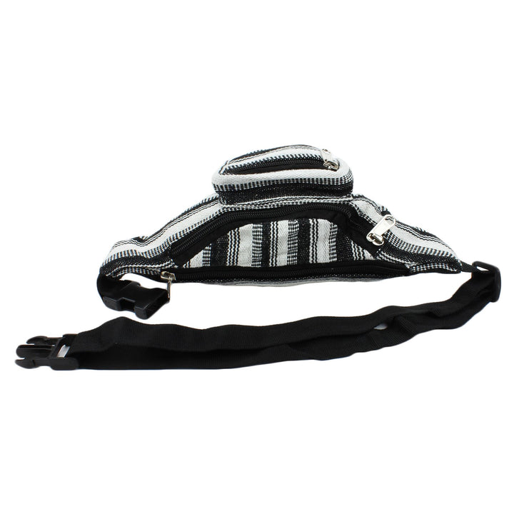 Canvas Bum Bag Money Belt Fanny Pack Black & White