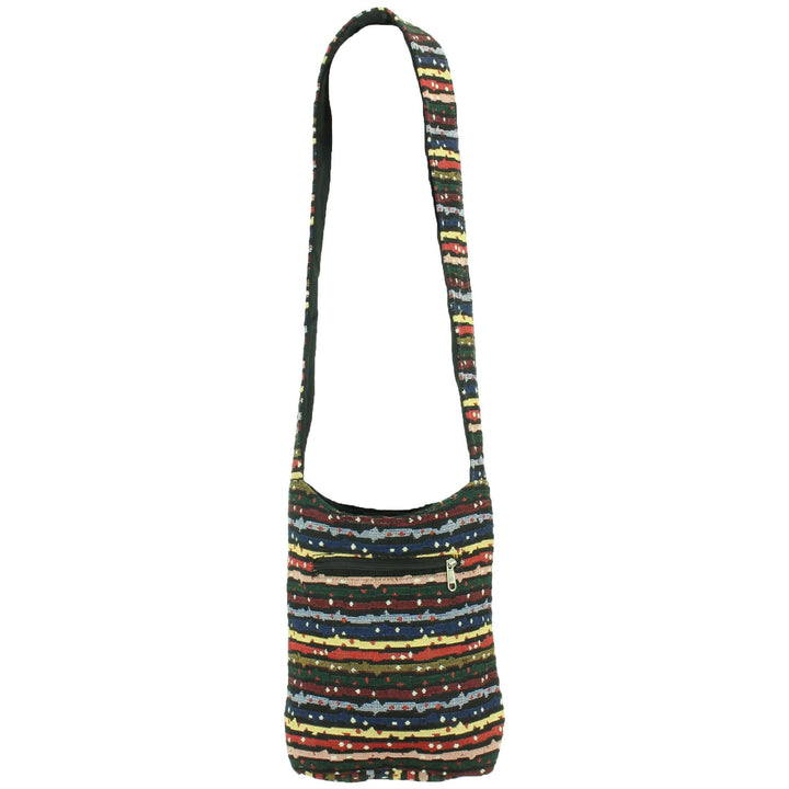 Cotton Canvas Sling Shoulder Bag - Stripes Spots