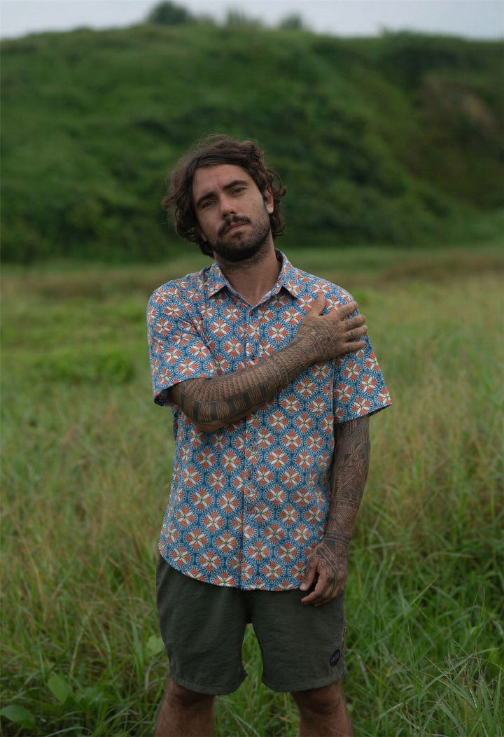 Regular Fit Short Sleeve Shirt - Blue Kaleidoscope