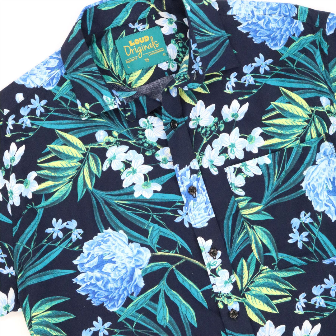 Regular Fit Short Sleeve Shirt - Navy Tropics
