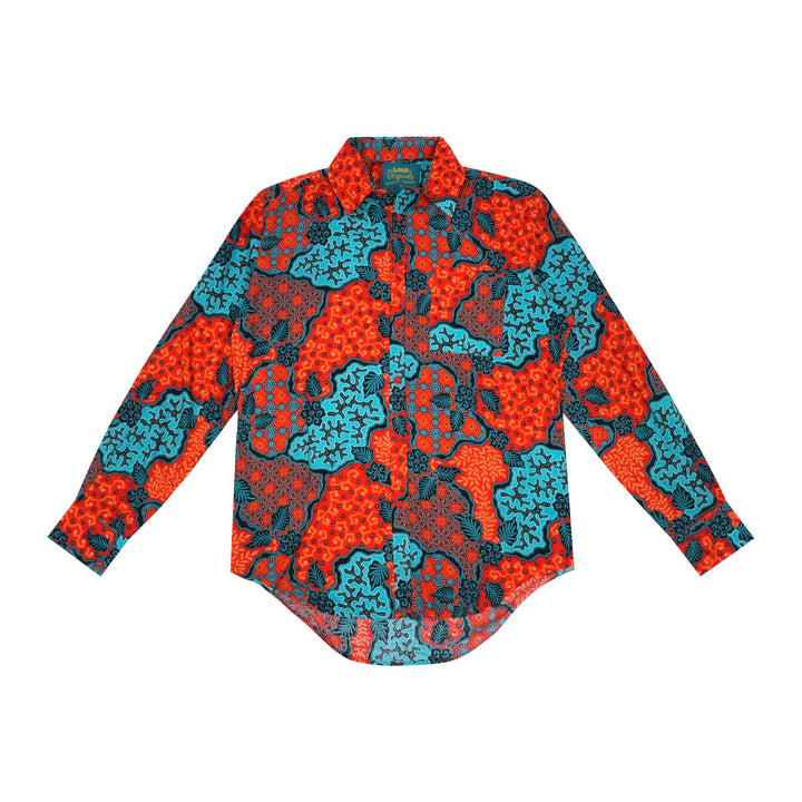 Regular Fit Long Sleeve Shirt - Coral Batik Mosaic