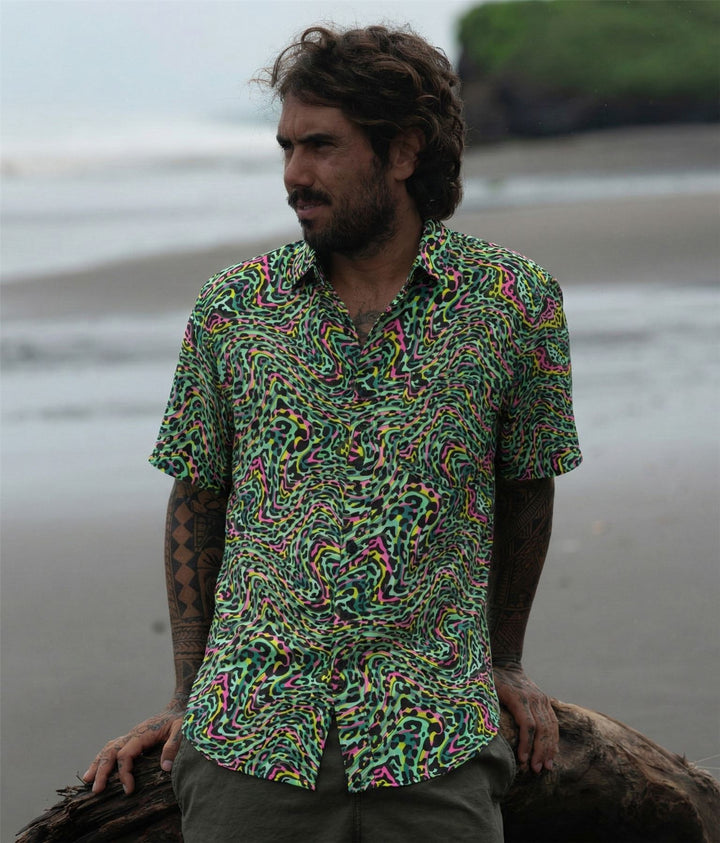 Regular Fit Short Sleeve Shirt - Acid Leopard