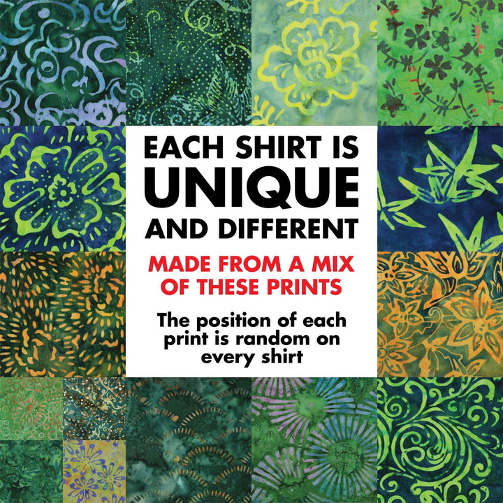 Regular Fit Long Sleeve Shirt - Random Mixed Batik - Dark Green