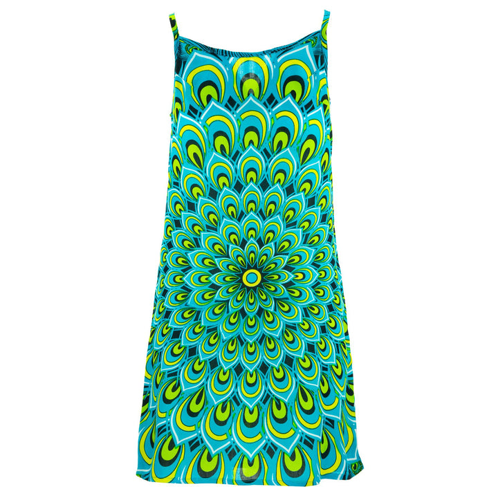 Strappy Dress - Peacock Mandala Blue Lime