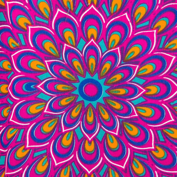 Regular Fit Short Sleeve Shirt - Peacock Mandala - Pink Blue