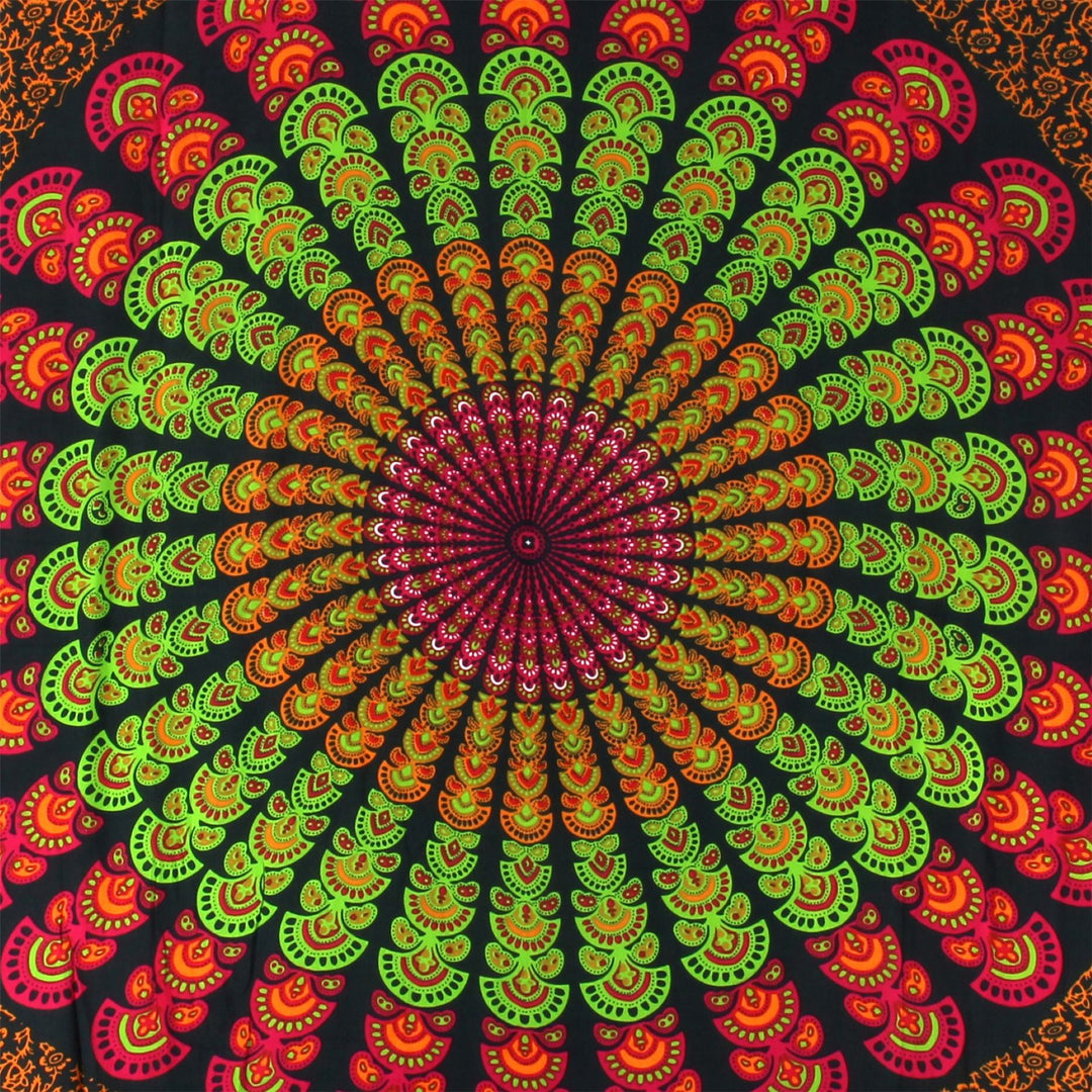Viscose Rayon Sarong - Mandala - Red & Green