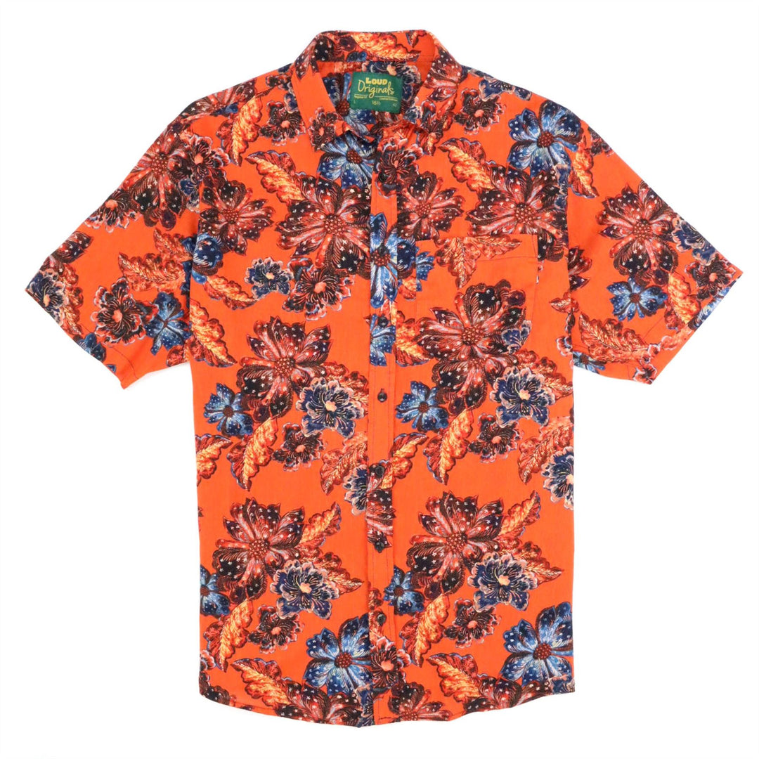 Regular Fit Short Sleeve Shirt - Burnt Orange Floral