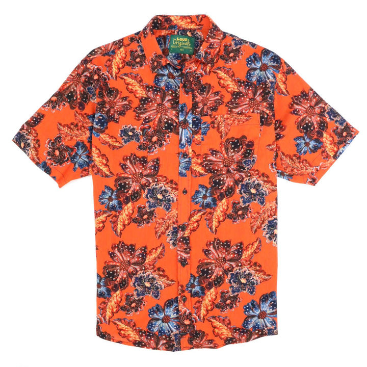 Regular Fit Short Sleeve Shirt - Burnt Orange Floral