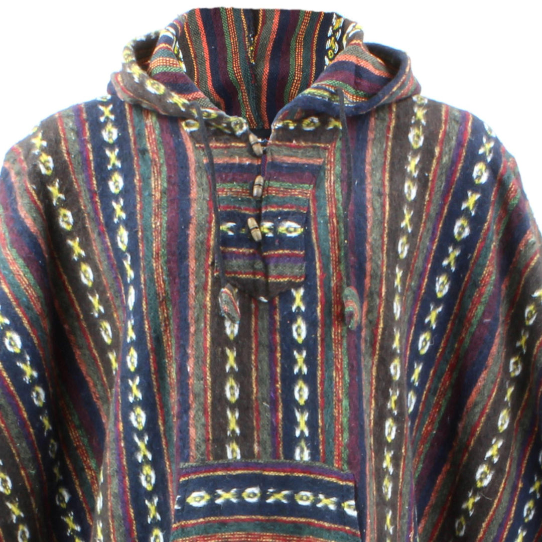 Brushed Cotton Long Hooded Poncho - Brown