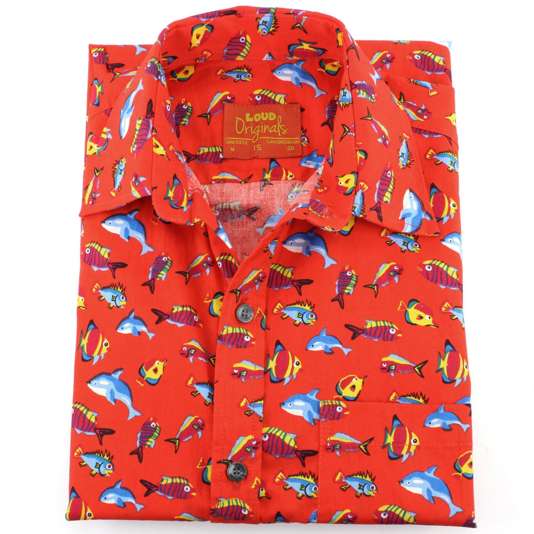Tailored Fit Short Sleeve Shirt - Fish
