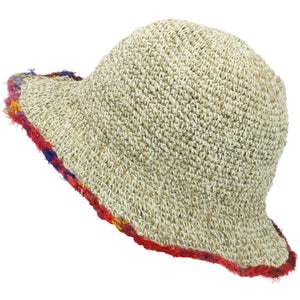Chapeau de soleil en chanvre et coton - multi bord