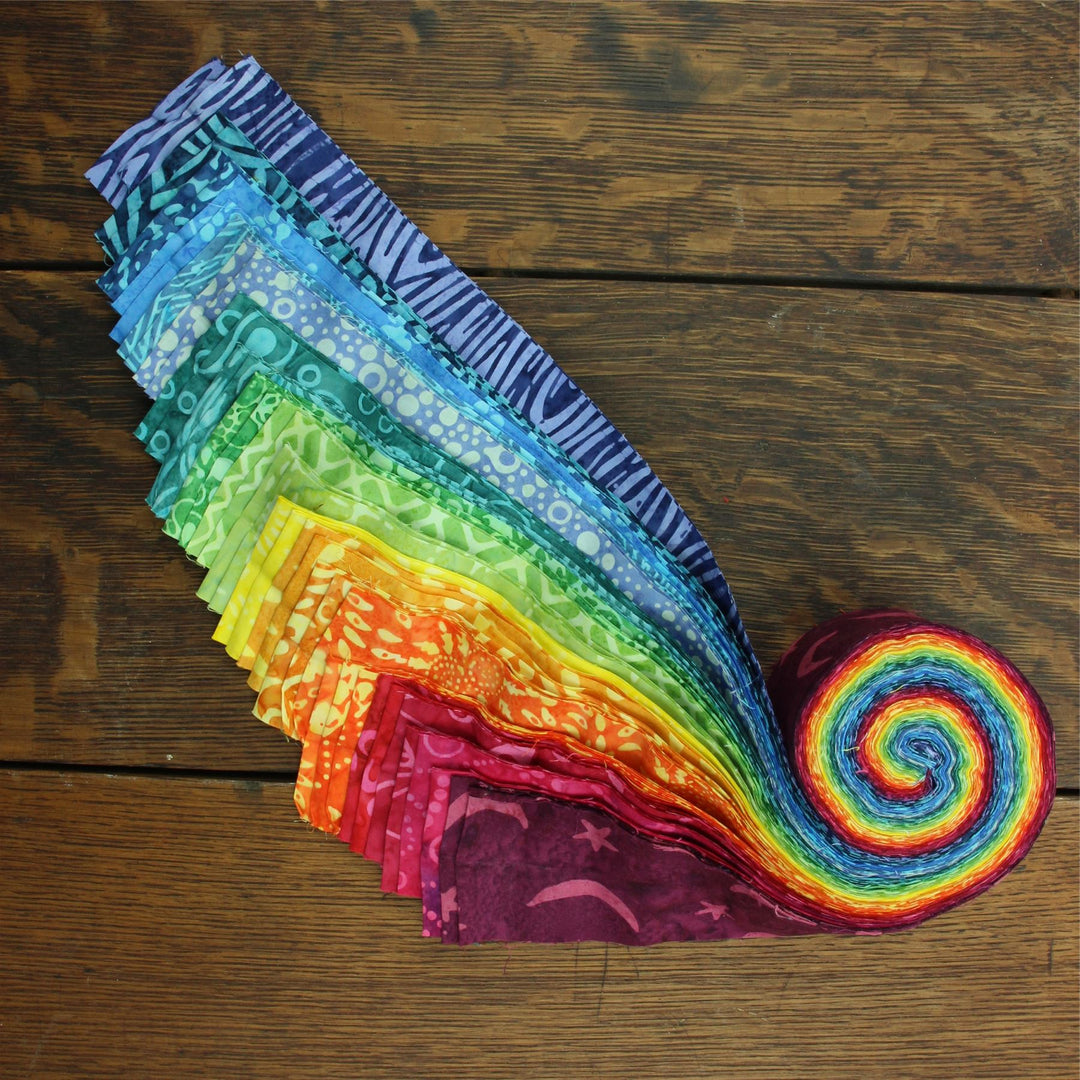 Jelly Roll - 40 Strips of 2.5" x 37" Cotton Batik