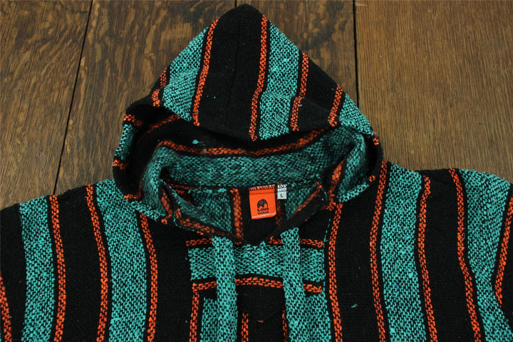 Recycled Mexican Baja Jerga Hoody - Teal Orange