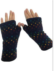 Wool Knit Fleece Lined  Wrist Warmers - Tik Tik Navy