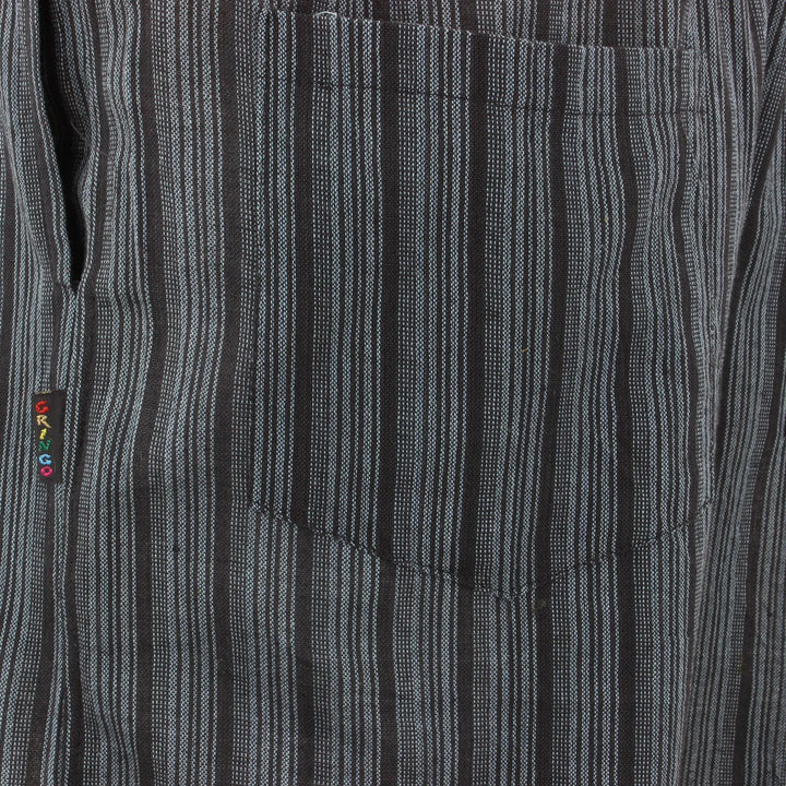 Classic Nepalese Lightweight Cotton Striped Trousers Pants - Black