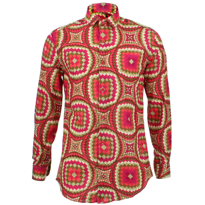 Tailored Fit Long Sleeve Shirt - Red Illusion