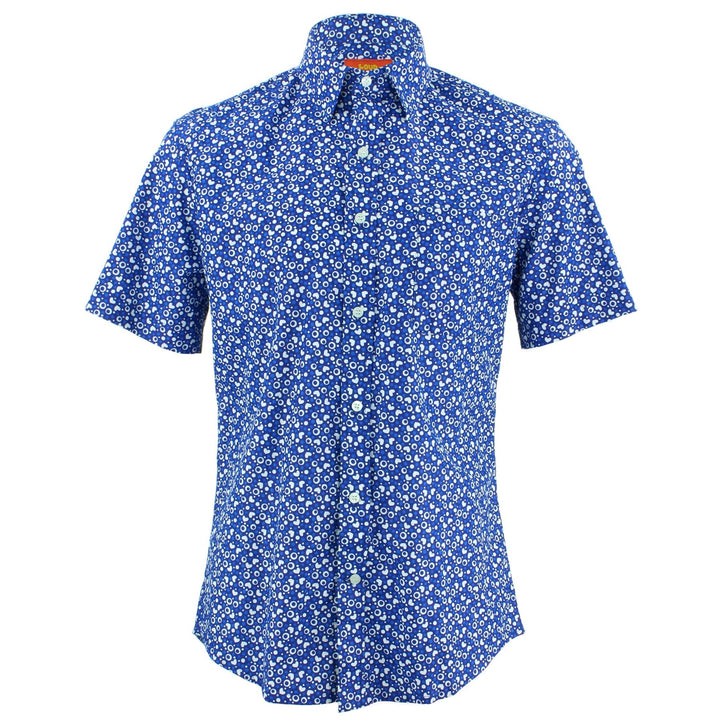 Tailored Fit Short Sleeve Shirt - Blue Hearts & Dots