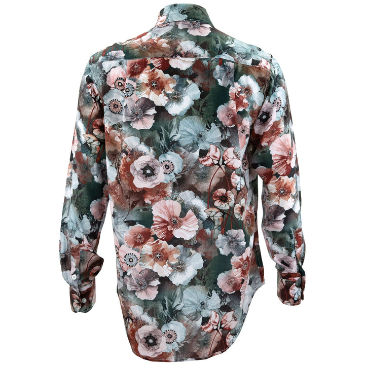 Regular Fit Long Sleeve Shirt - Hollyhooks - Rusty Red