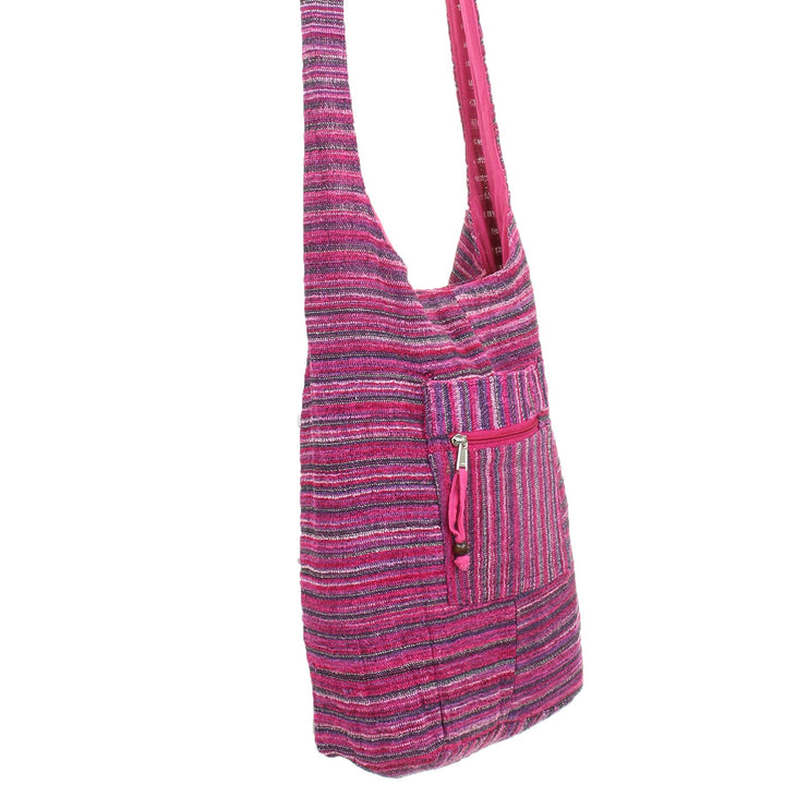 Striped Chenille Sling Shoulder Bag  - Pink