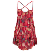 Tier Drop Summer Dress - Coral Leaf Rayon