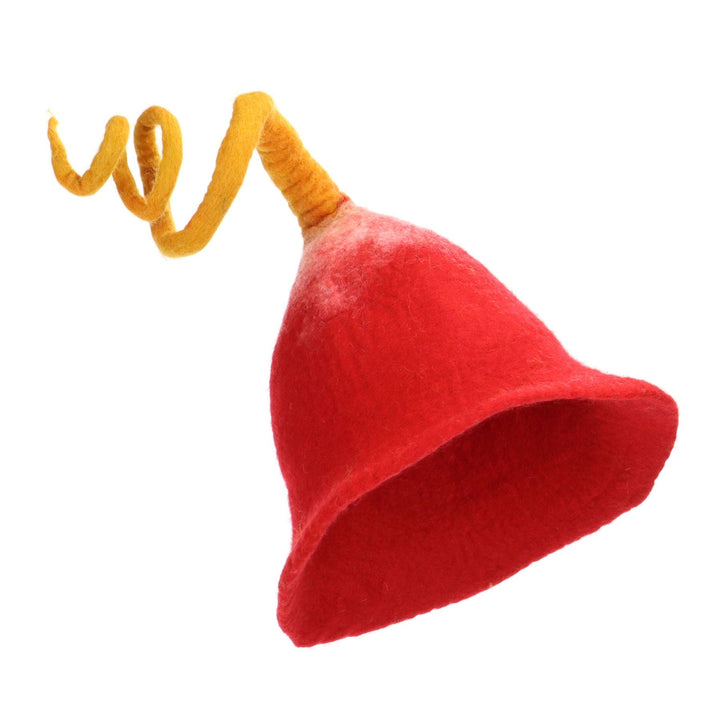 LoudElephant Handcrafted Wool Felt Hat from Nepal - Red Spiral