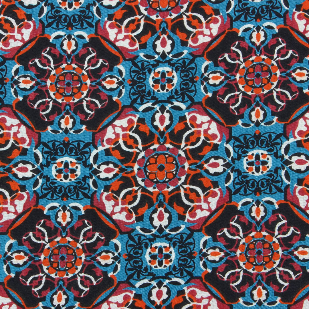 Regular Fit Long Sleeve Shirt - Blue & Red Abstract