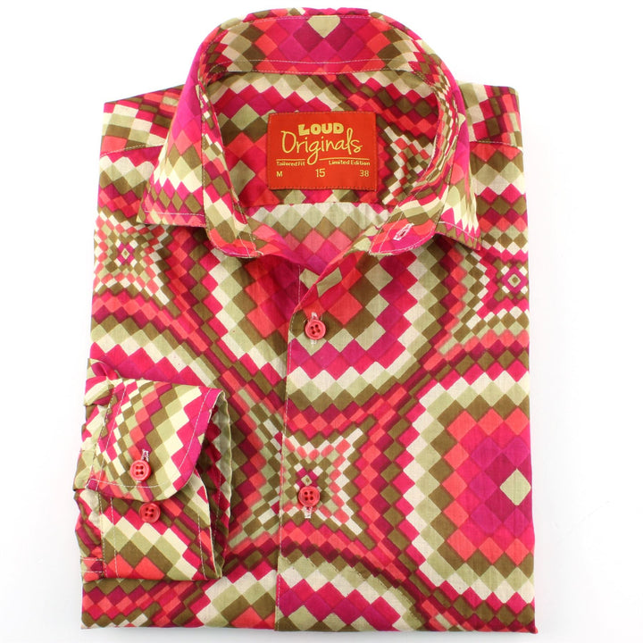 Tailored Fit Long Sleeve Shirt - Red Illusion