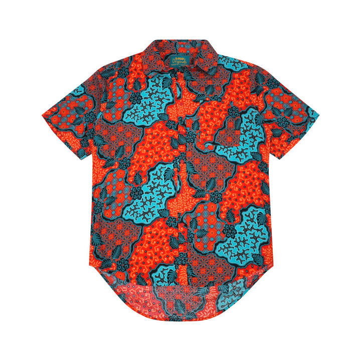 Regular Fit Short Sleeve Shirt - Coral Batik Mosaic